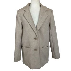 Abercrombie & Fitch Herringbone Blazer Coat Wool Blend Cream Size Small